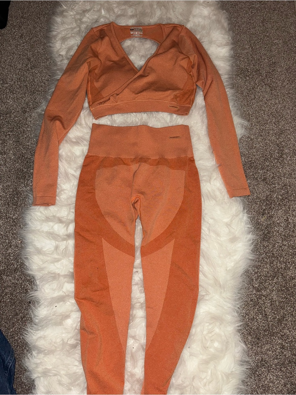 PrettyLittleThing Orange Wrap-Front Crop Top & High-Waist Leggings Set 🧡